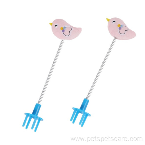 plastic cartoon bird stainless steel spring cat toy